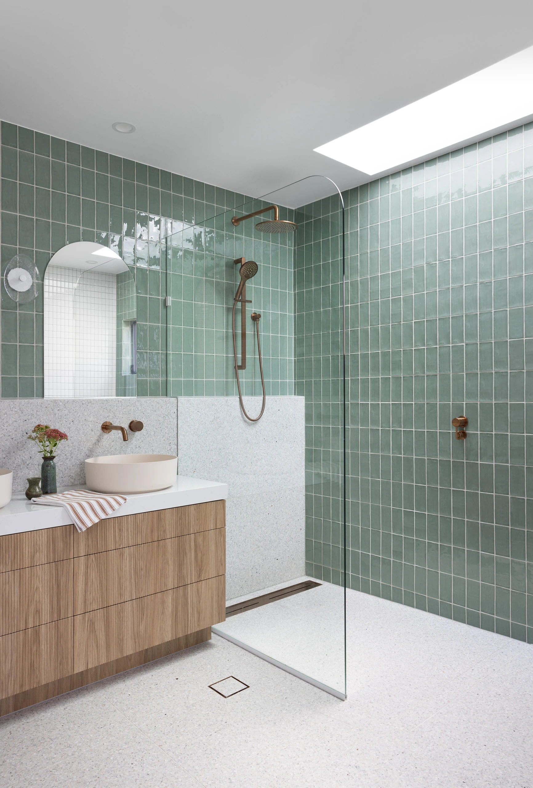 Custom walk-in shower tile work by W&W Builders Group, Cupertino CA